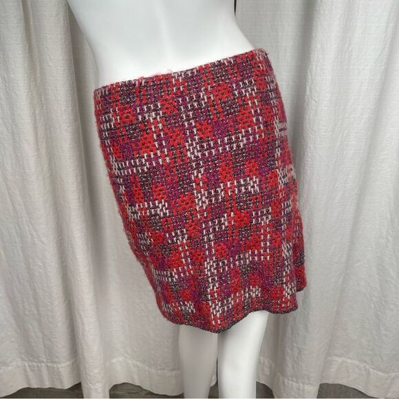 Zara Knit Tweed Ruffle Mini Skirt Orange and Purple Stretch Women’s Size Small - Picture 6 of 9